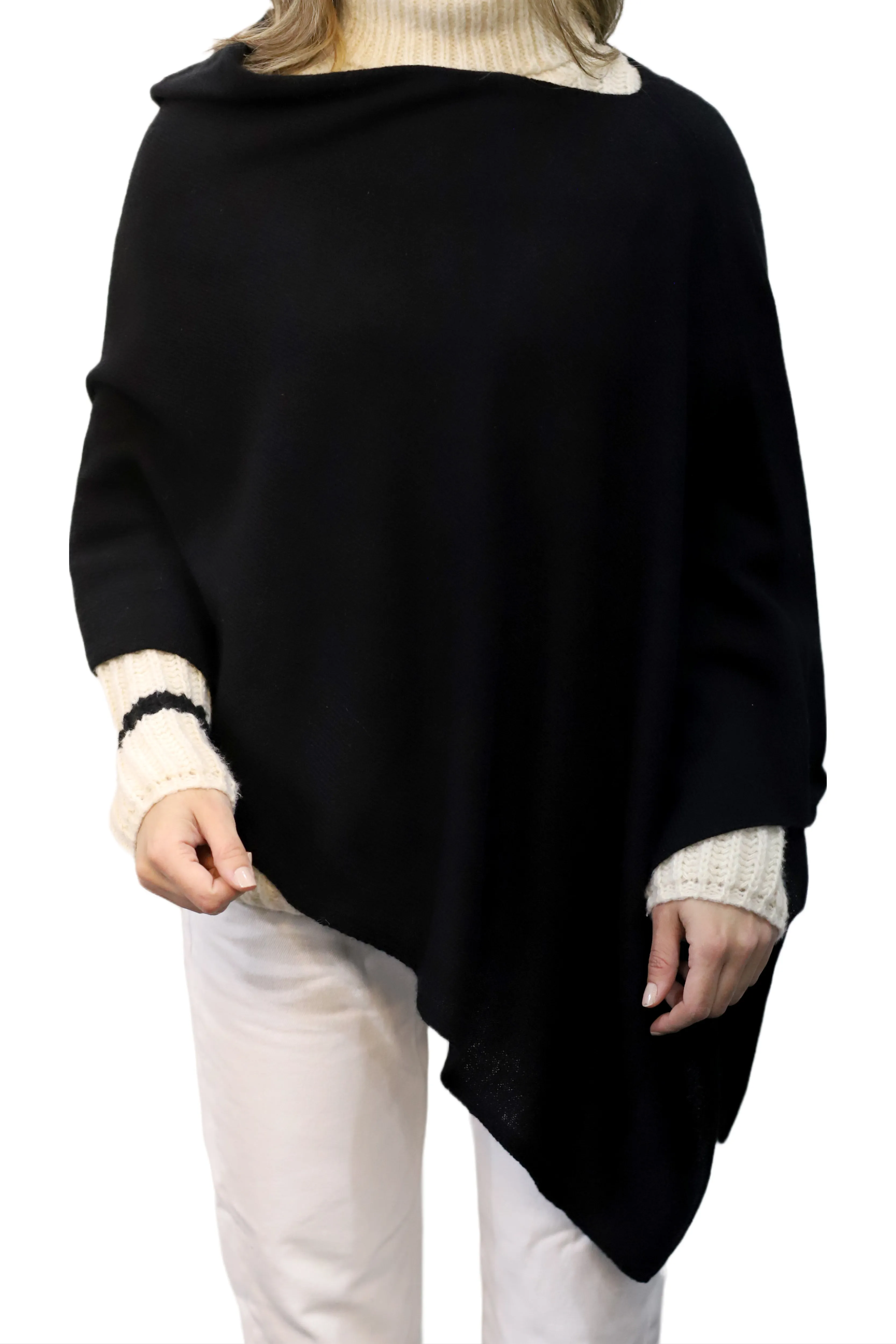 La Fiorentina Classic Poncho - 100% Cashmere - Black