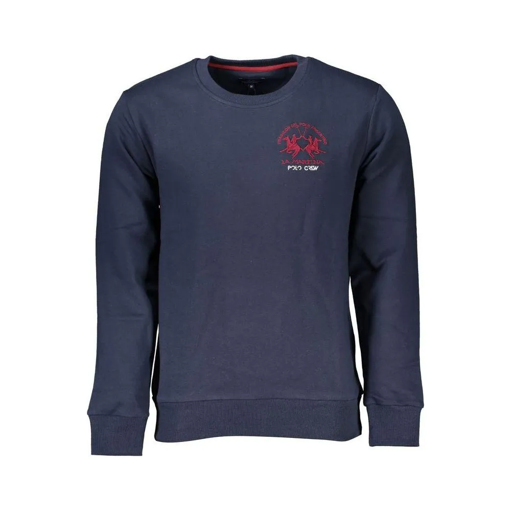 La Martina Chic Blue Crew Neck Embroidered Sweatshirt