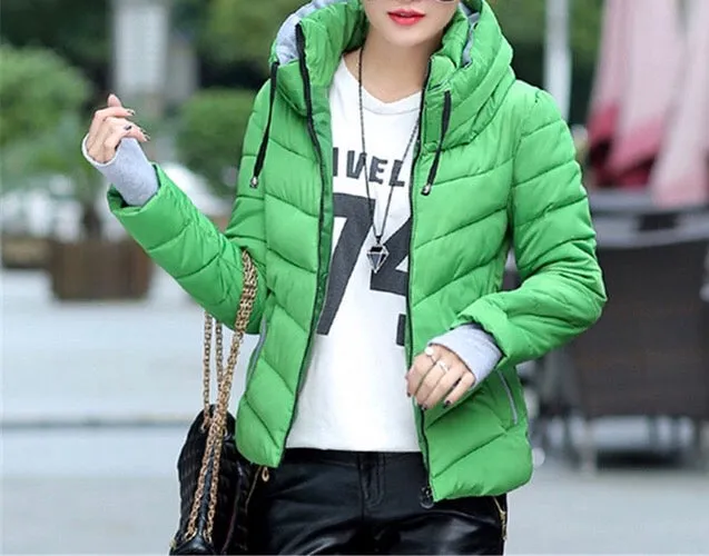 Ladies padded warm double neck winter jacket