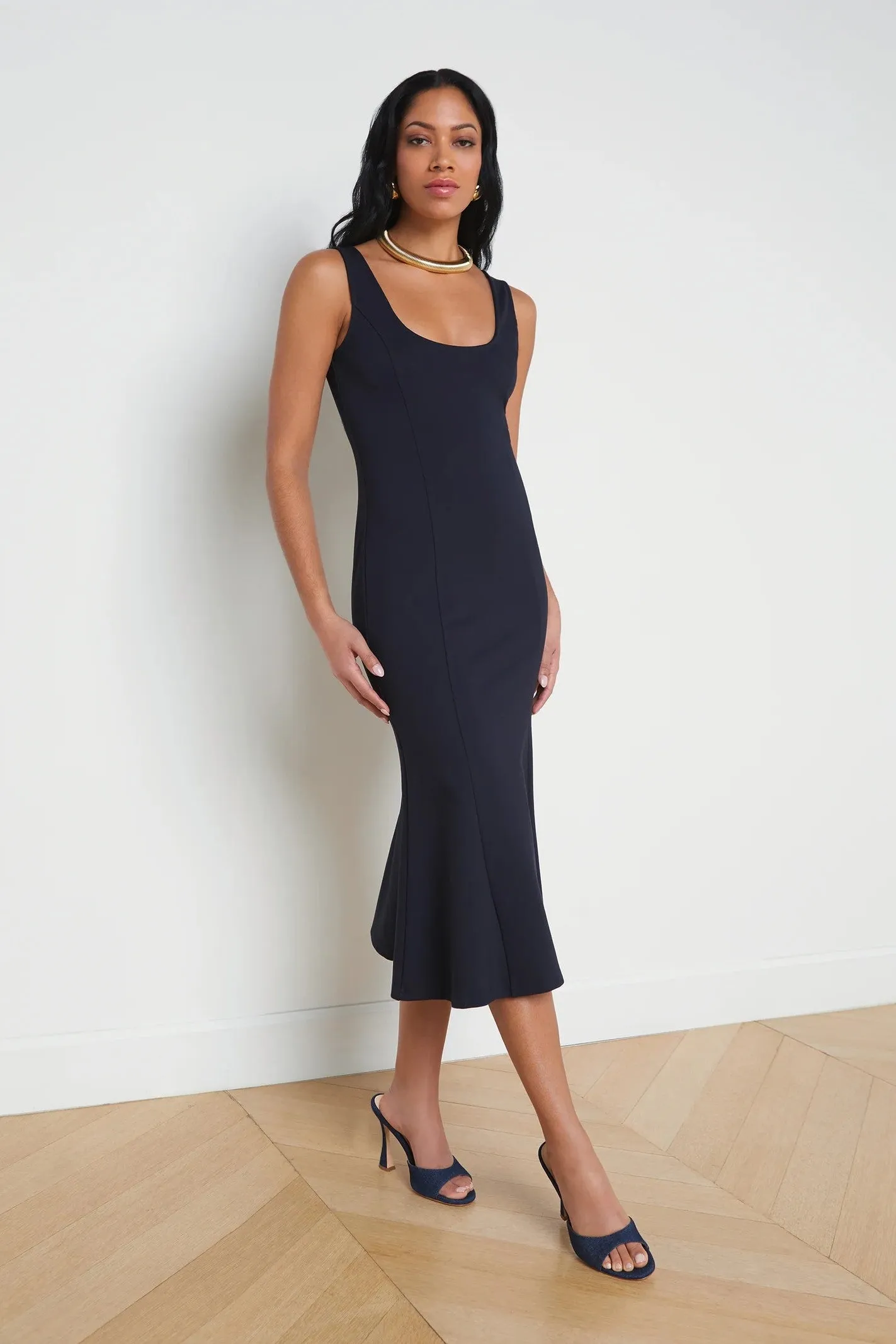 L'Agence Bisous Flared Midi Dress