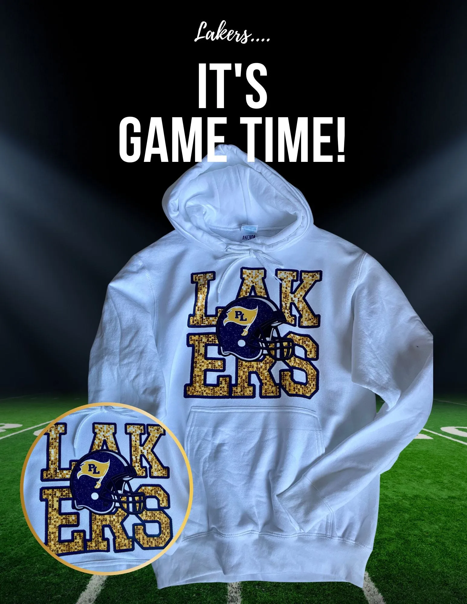 Lakers football hoodie 💙Faux Embroidery💛