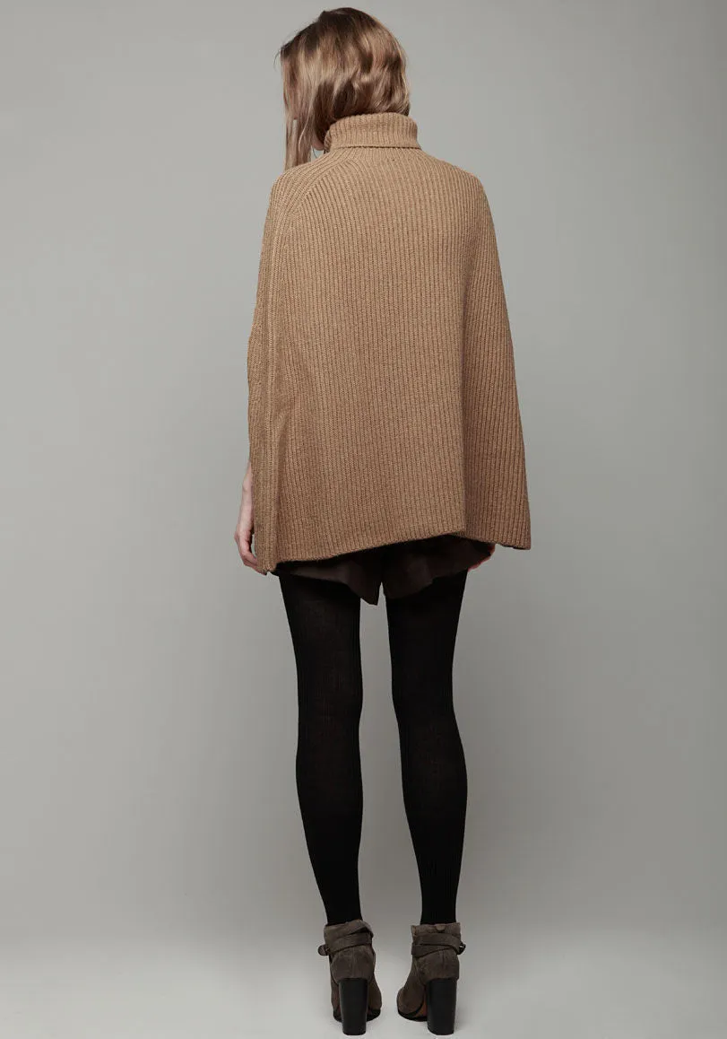 Leather Trim Poncho