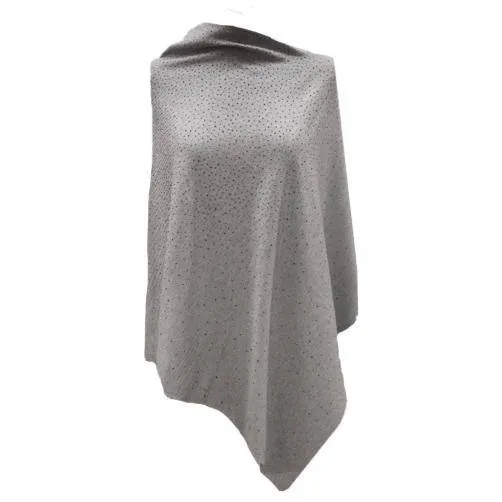 Light Weight Poncho with Embellishments- Grey