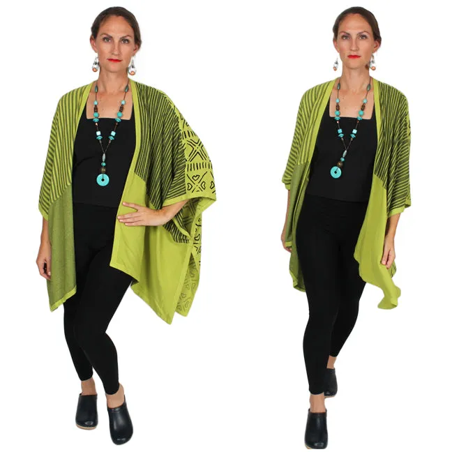 Lime-Black Dairi Fashions Paunchu Ruana Jacket Moroccan Cotton Combo Sml-9x