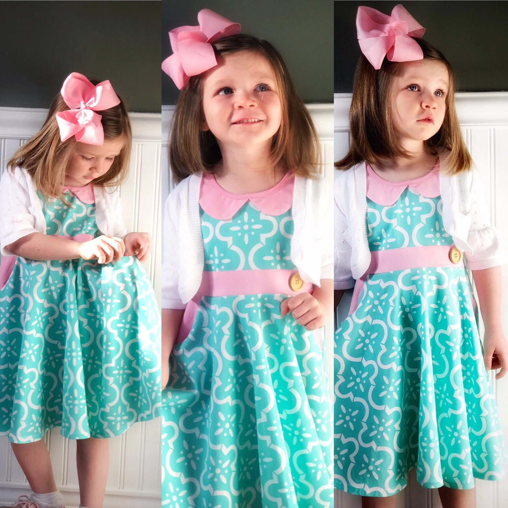 Lola Ultimate twirl dress in aqua/pink