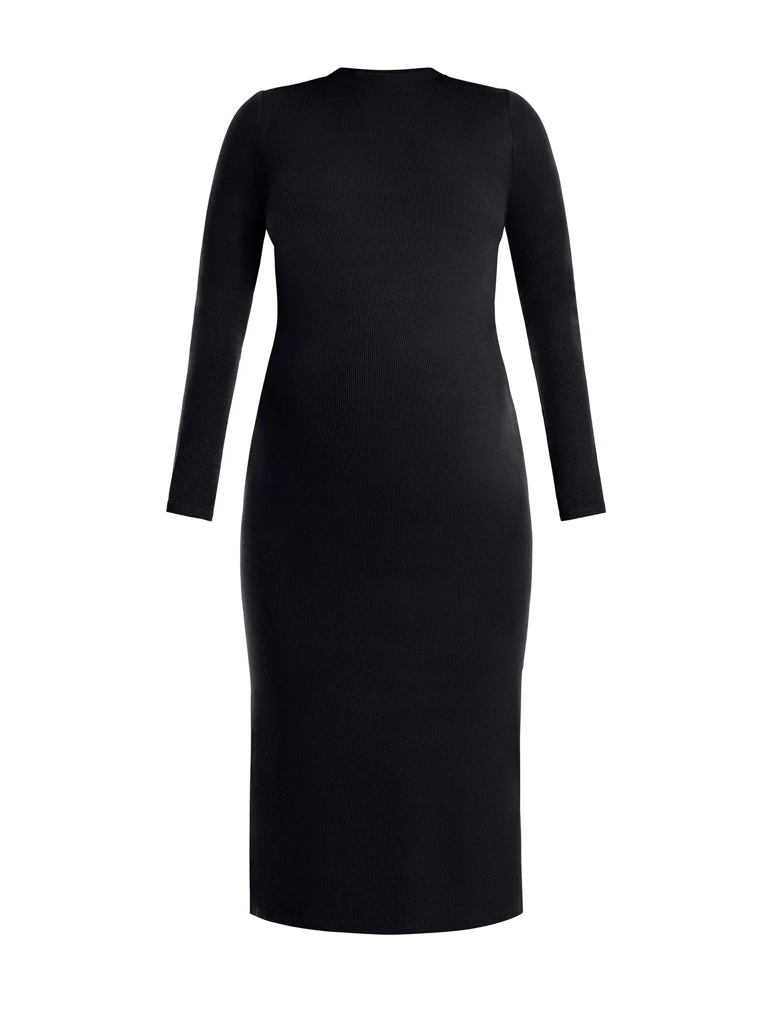 Long Sleeve Rib Knit Column Dress