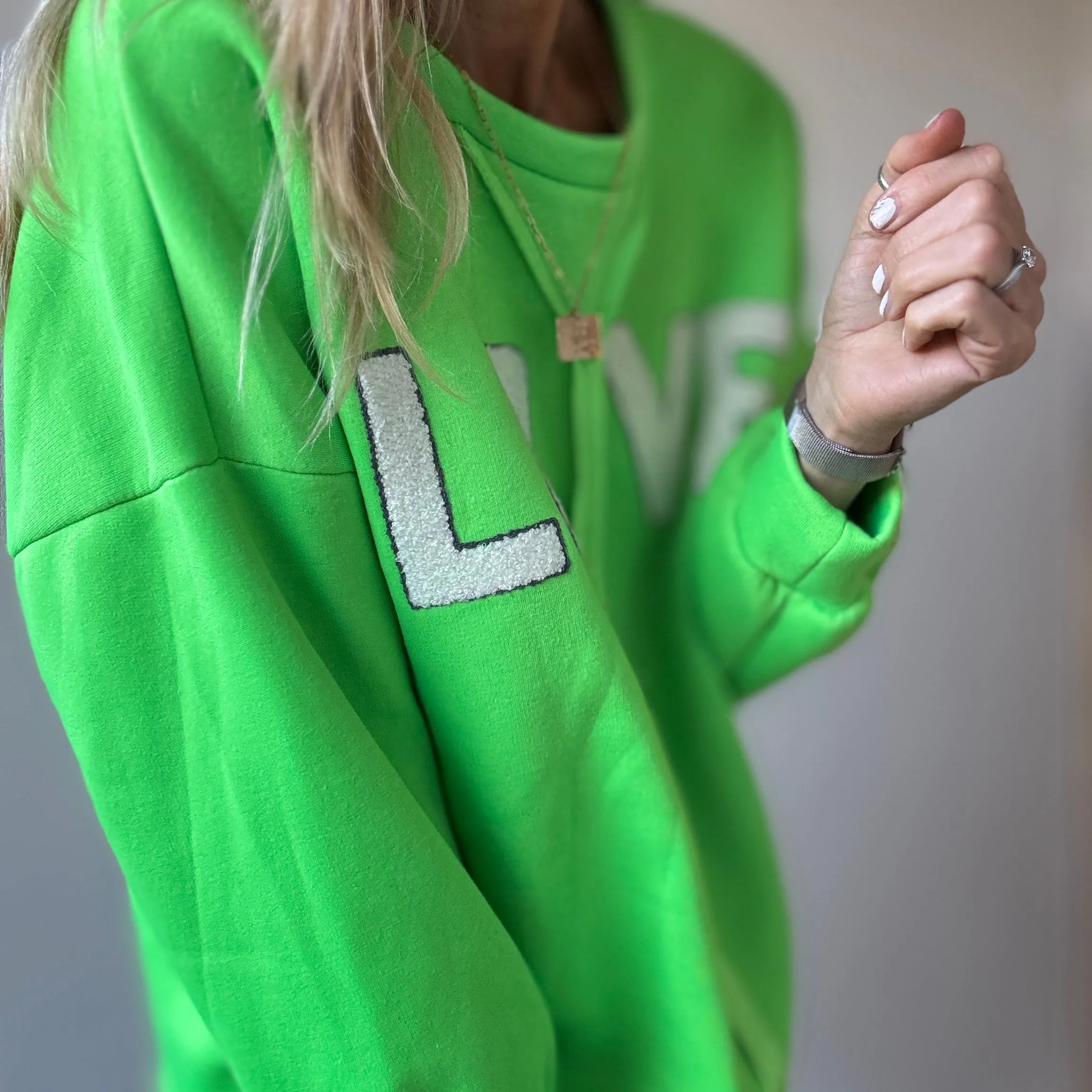 LOVE neon green sweatshirt *NEW*