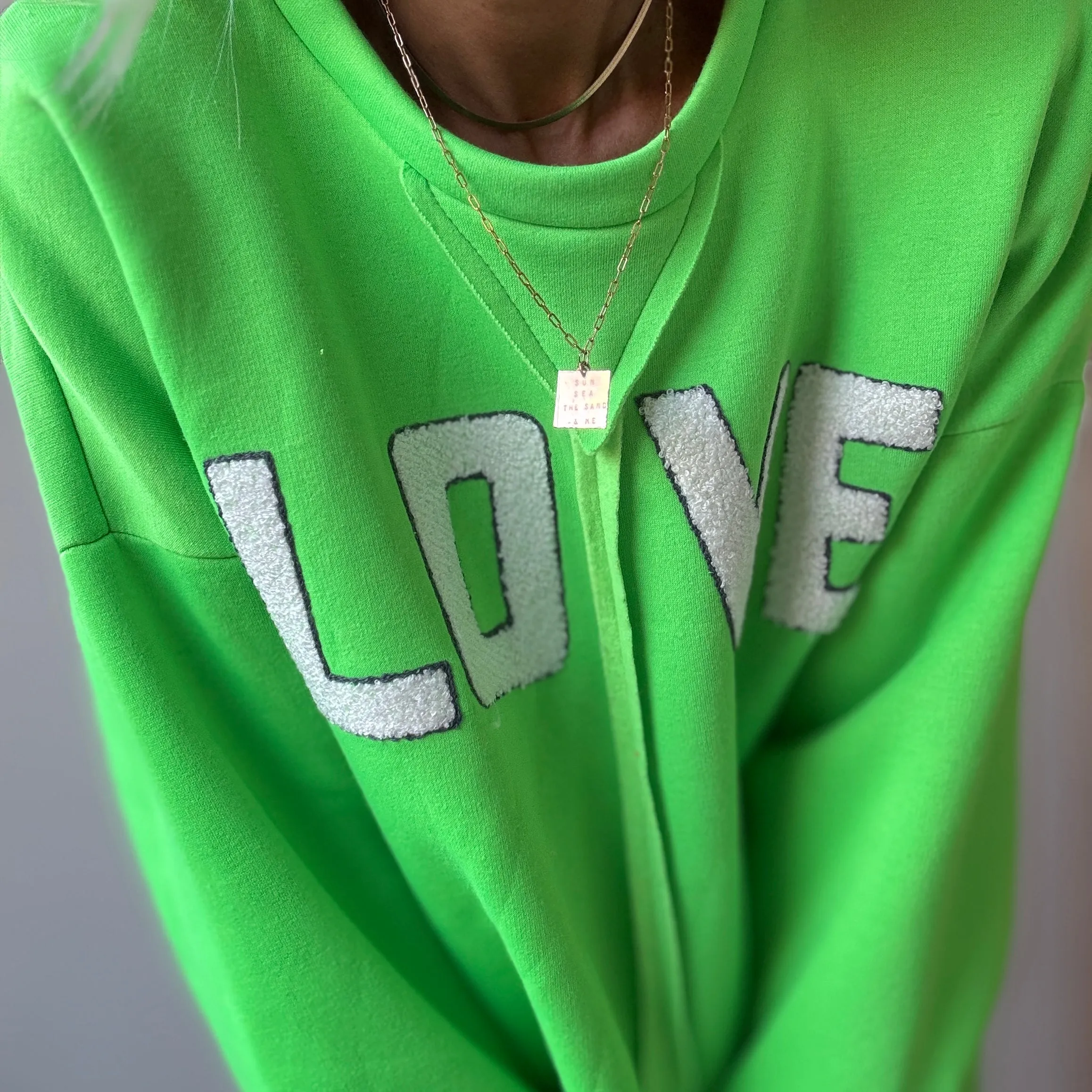 LOVE neon green sweatshirt *NEW*