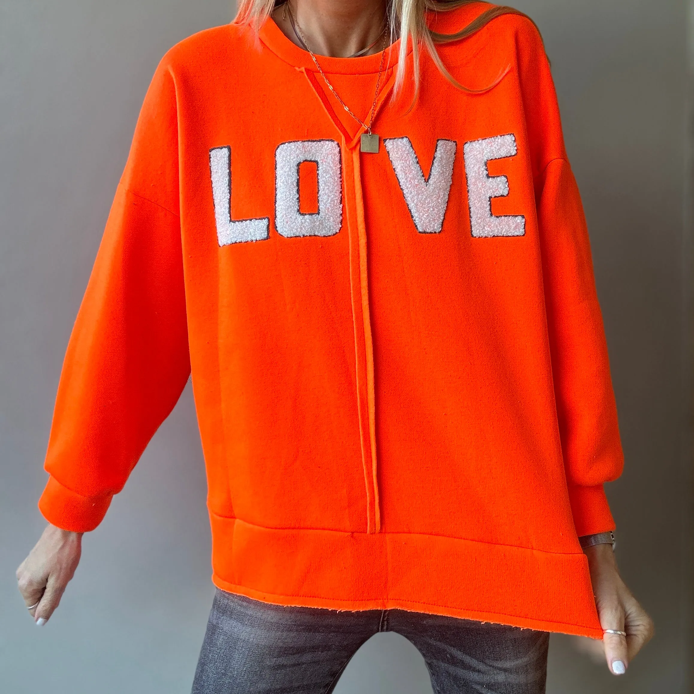 LOVE neon orange sweatshirt *NEW*