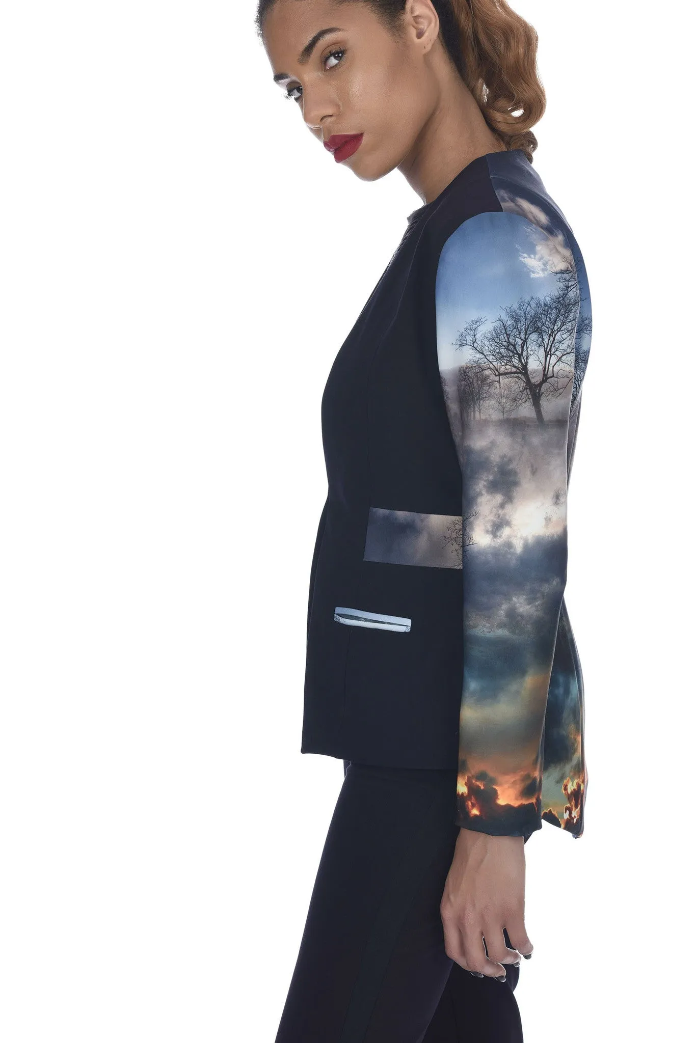 MADE TO ORDER: Chaos Print Neoprene Tuxedo Jacket