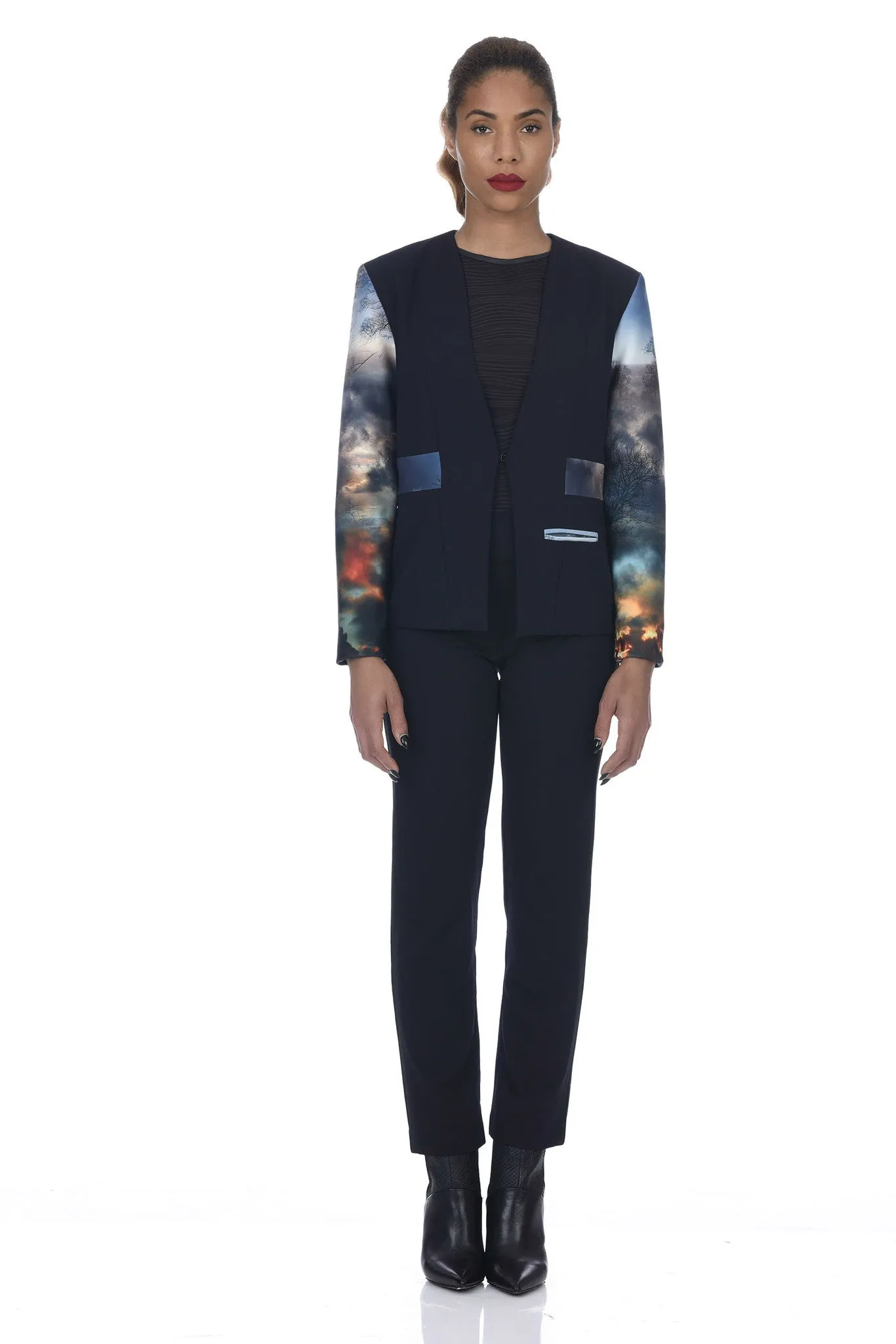 MADE TO ORDER: Chaos Print Neoprene Tuxedo Jacket