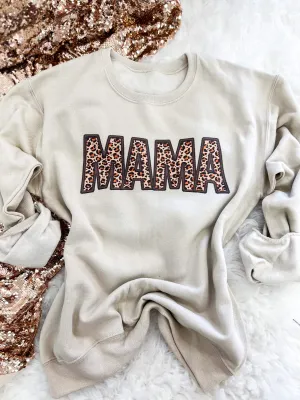 Mama Faux Embroidery Crewneck Sweatshirt