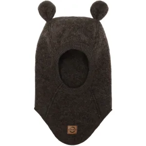 Mikk-Line Dark Brown Melange Wool Balaclava With Ears