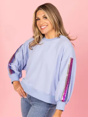 Millie Sweatshirt | Blue Sequin Stripes