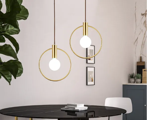 Minimalist Nordic Brass Circle Bulb Chandelier