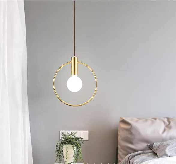 Minimalist Nordic Brass Circle Bulb Chandelier