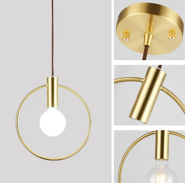 Minimalist Nordic Brass Circle Bulb Chandelier