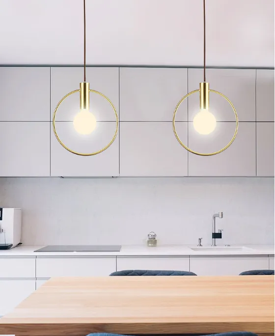 Minimalist Nordic Brass Circle Bulb Chandelier