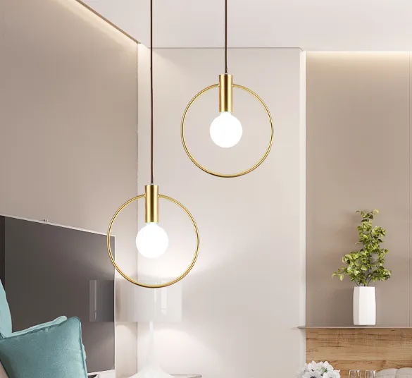 Minimalist Nordic Brass Circle Bulb Chandelier