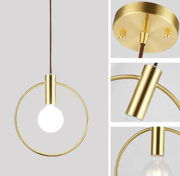 Minimalist Nordic Brass Circle Bulb Chandelier