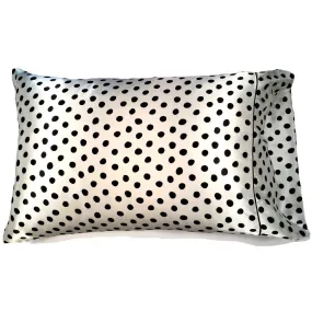 Minimalist White with Black Polka Dots Throw Pillow. Satin Charmeuse.