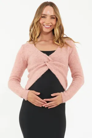 Nala Knot Front  Maternity Crop Sweater