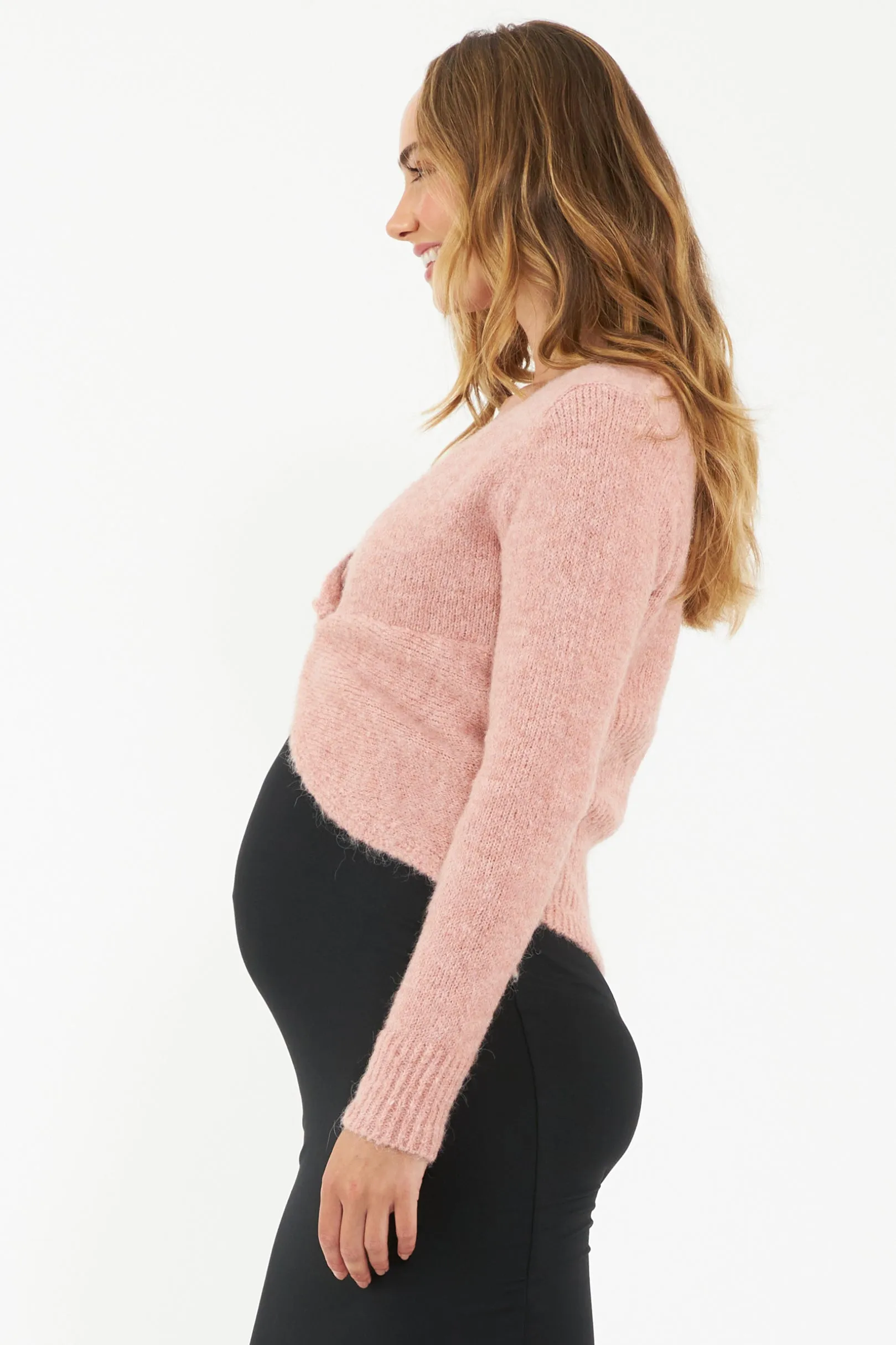 Nala Knot Front  Maternity Crop Sweater