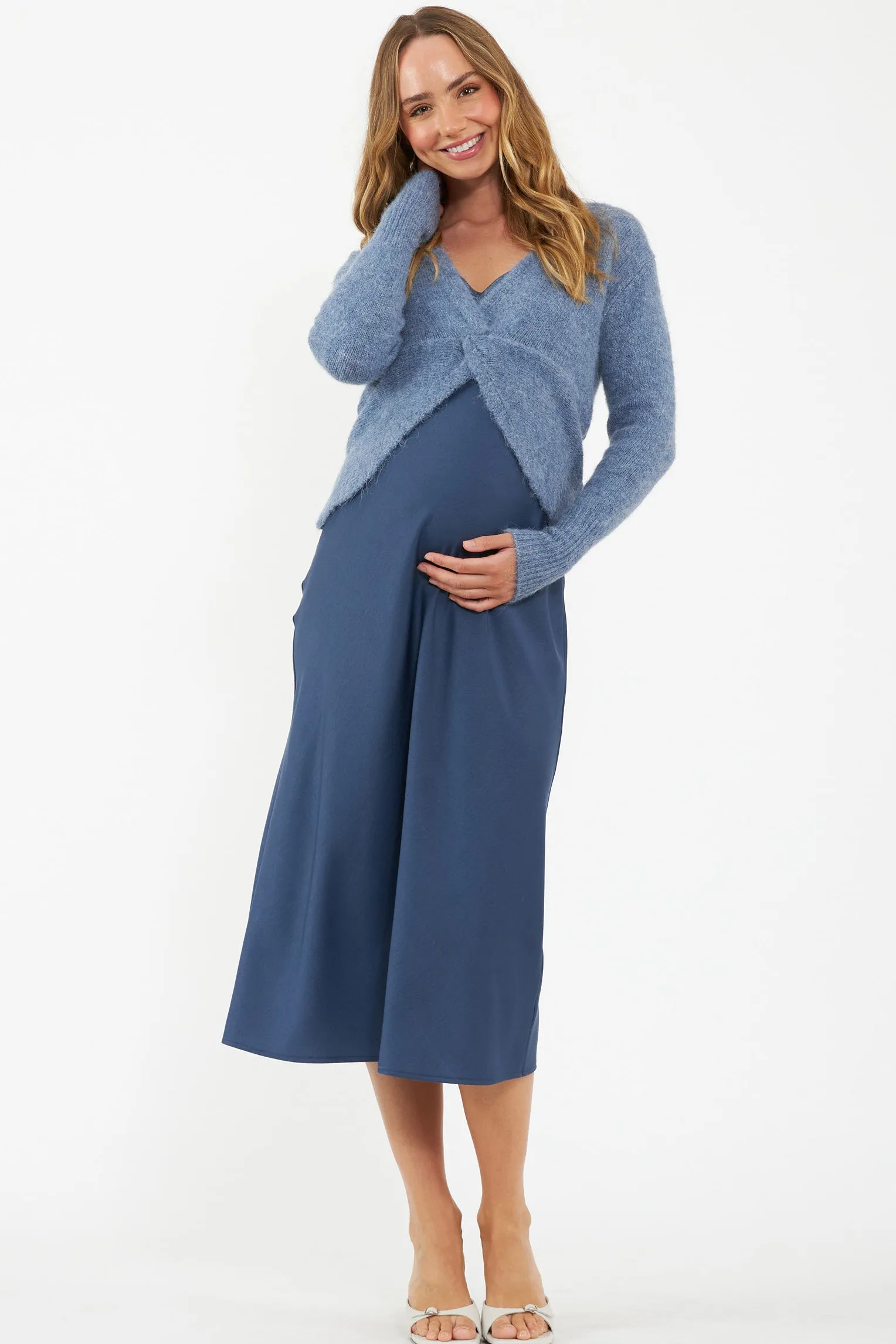 Nala Knot Front  Maternity Crop Sweater