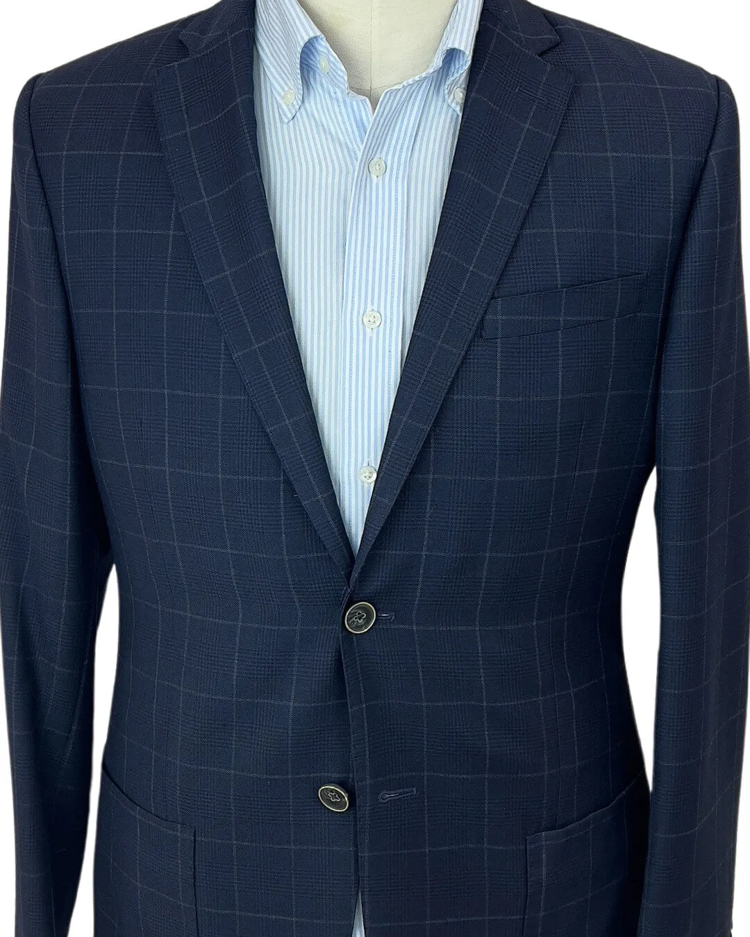 Navy Blue Checked Jacket