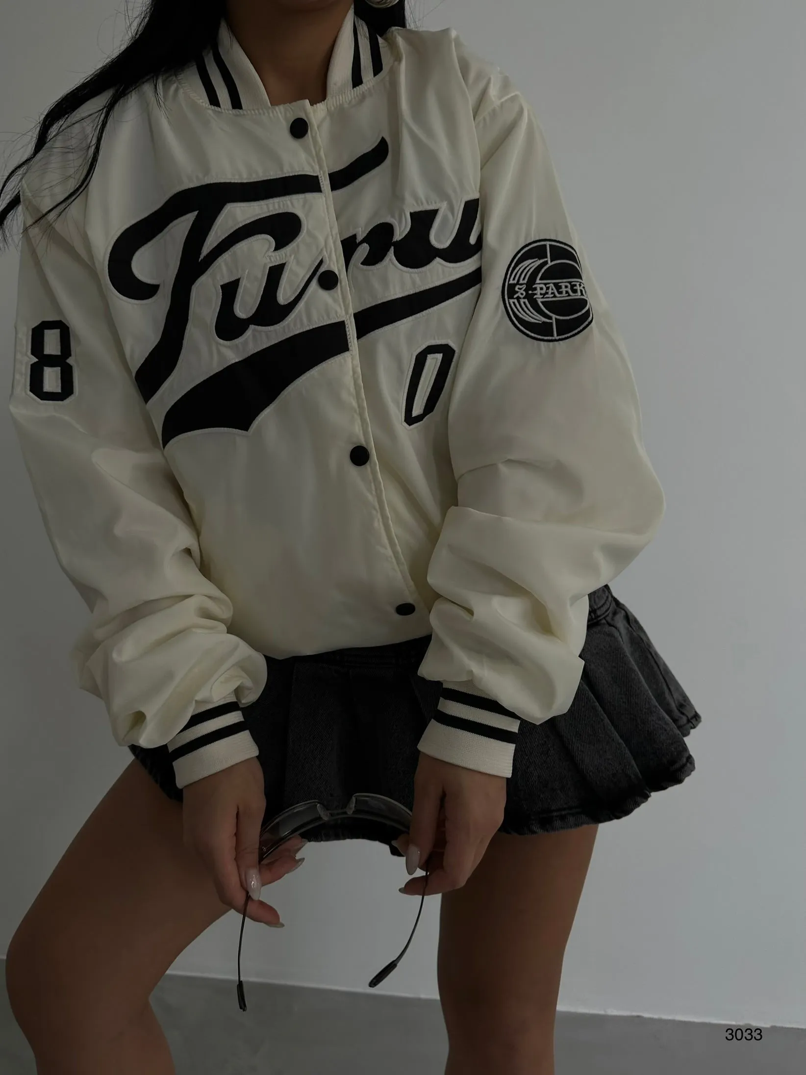 Oversize Embroidered College Jacket