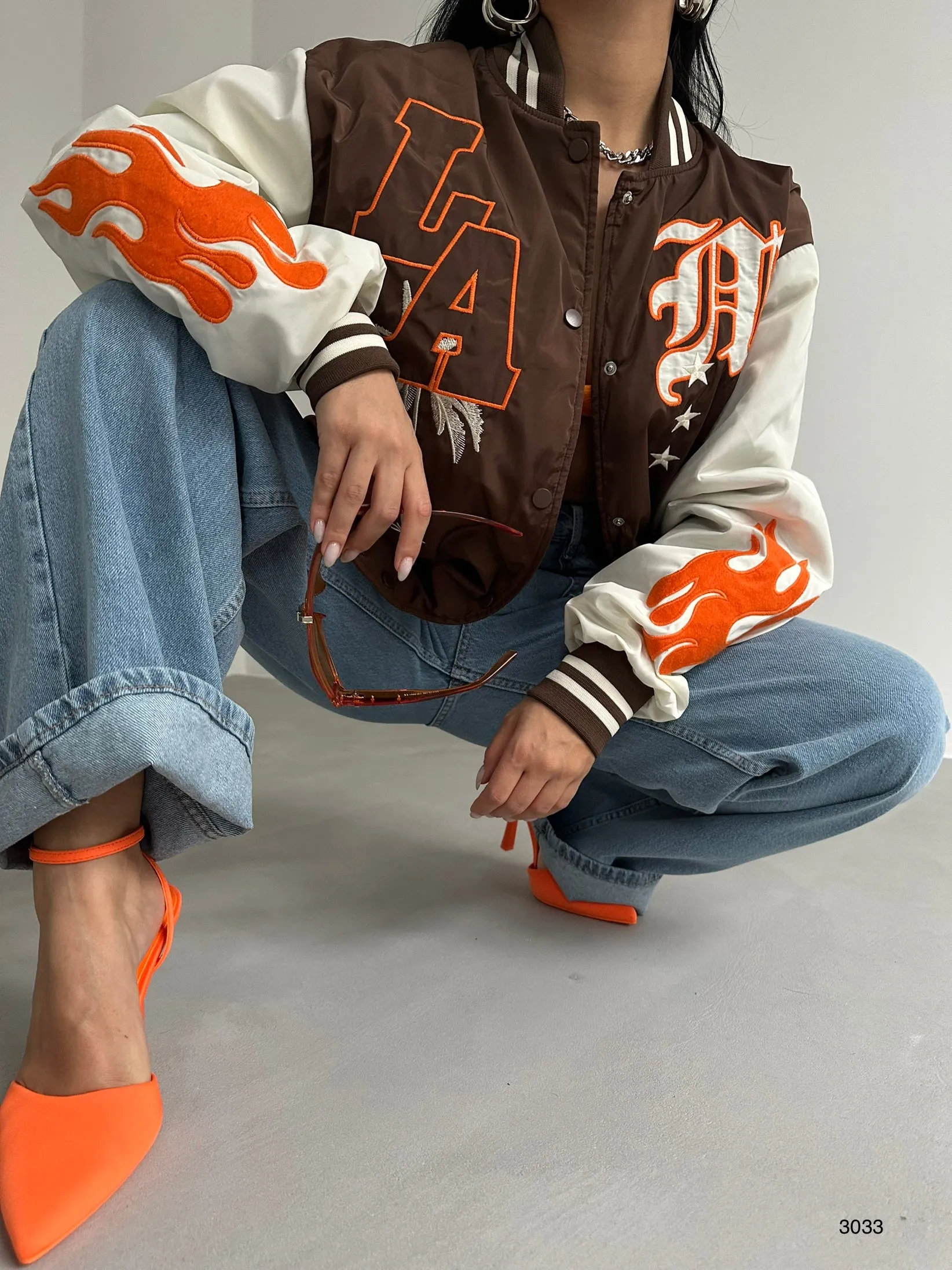 Oversize Embroidered College Jacket