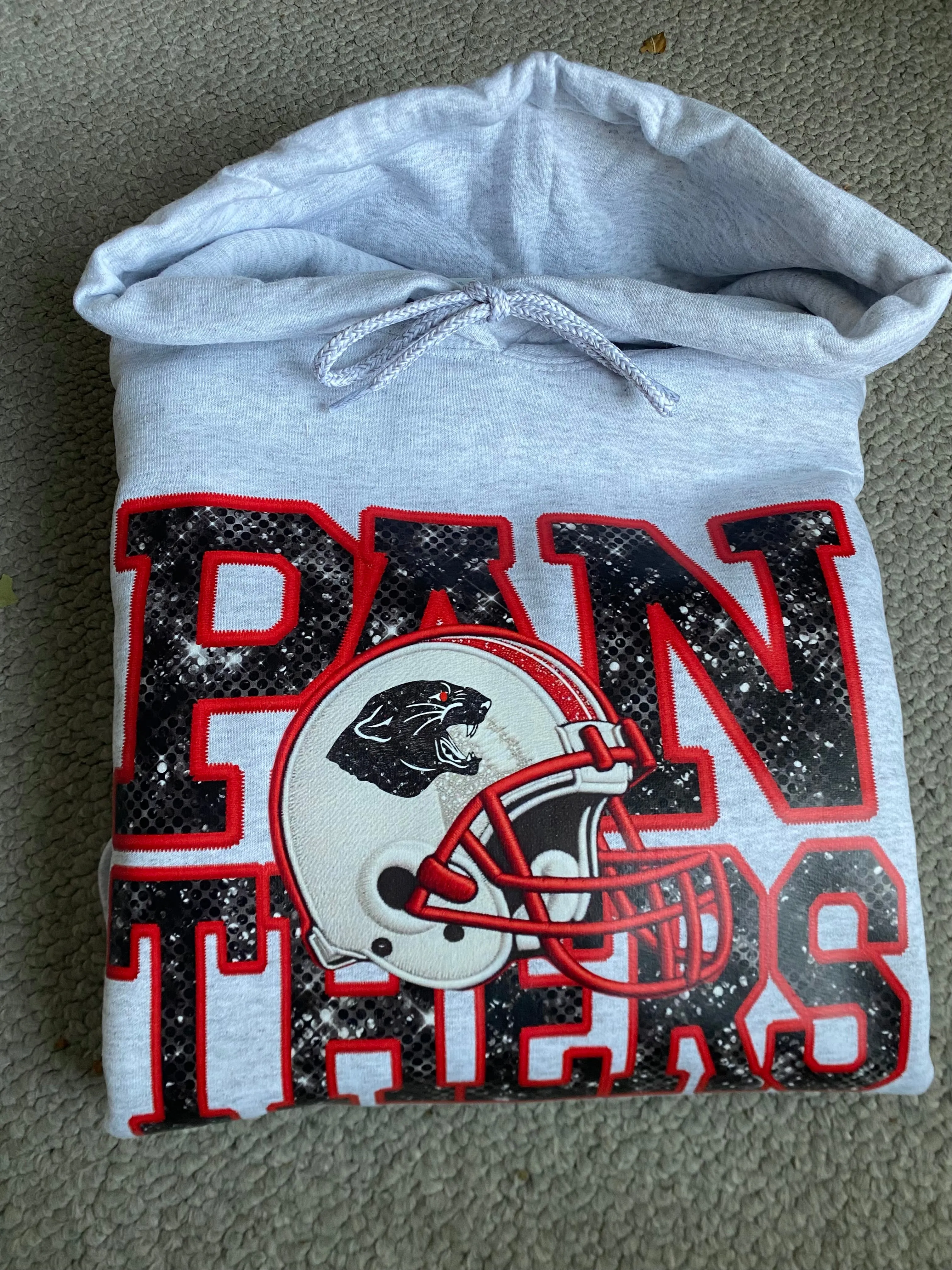 Panthers football hoodie ❤️Faux Embroidery🖤