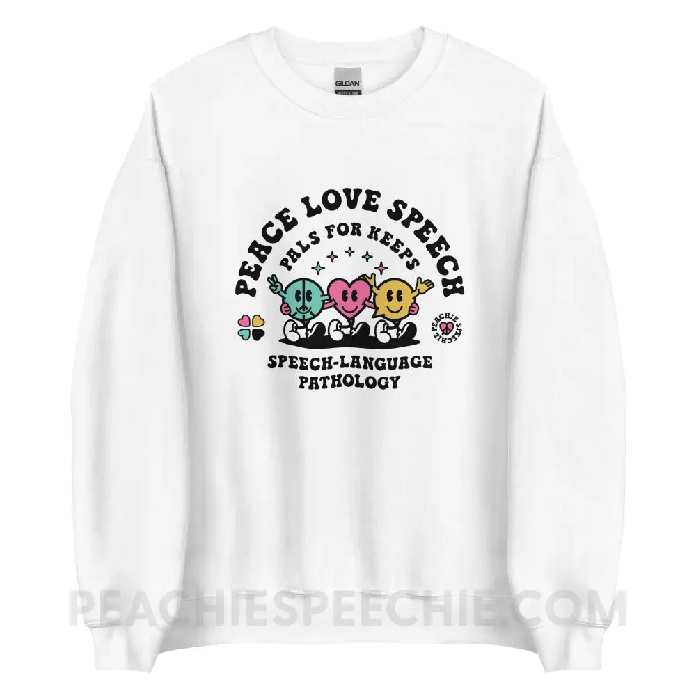 Peace Love Speech Retro Characters Classic Sweatshirt