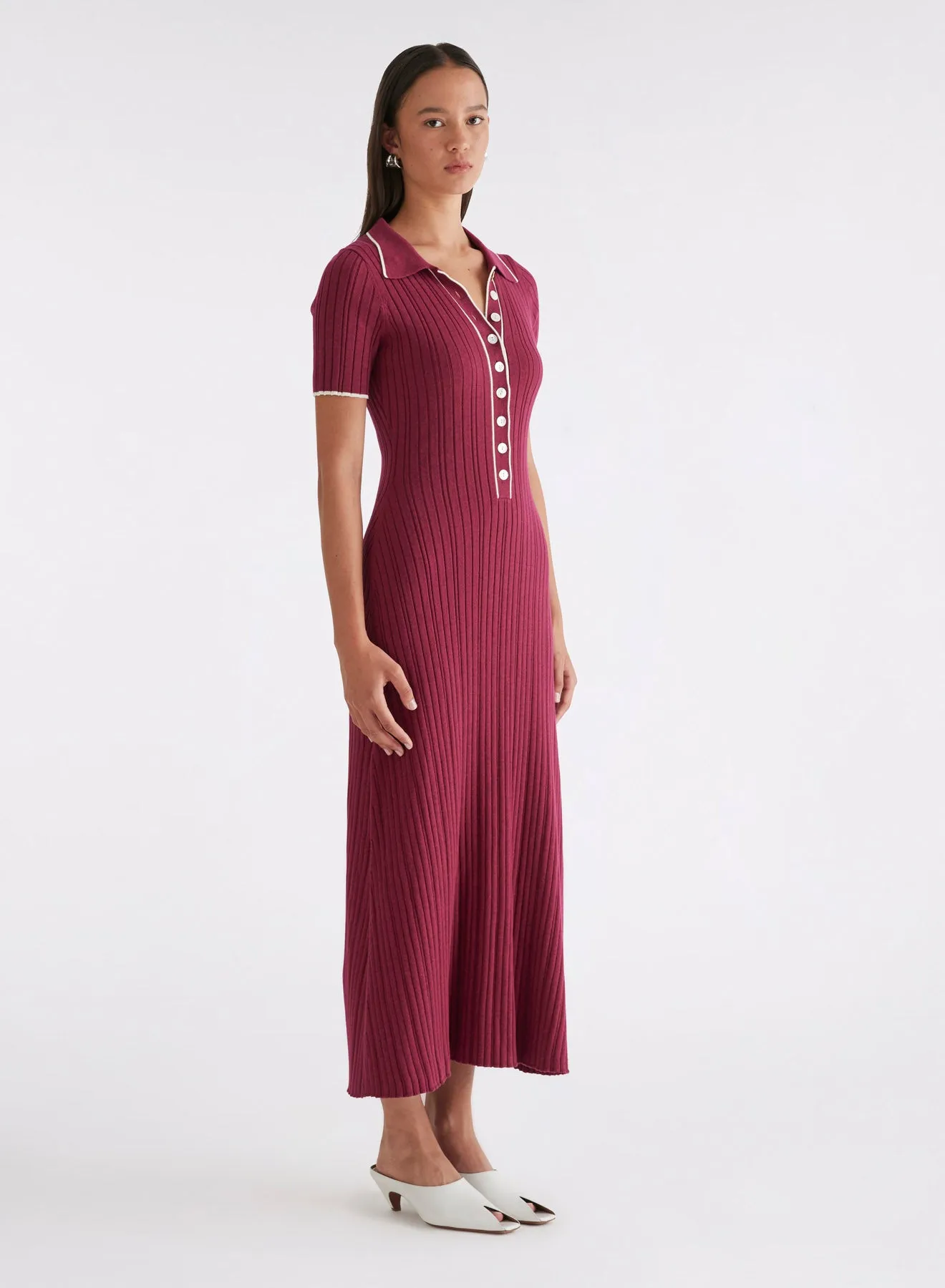 PENELOPE DRESS (CHERRY W/ SILENCE TRIM)