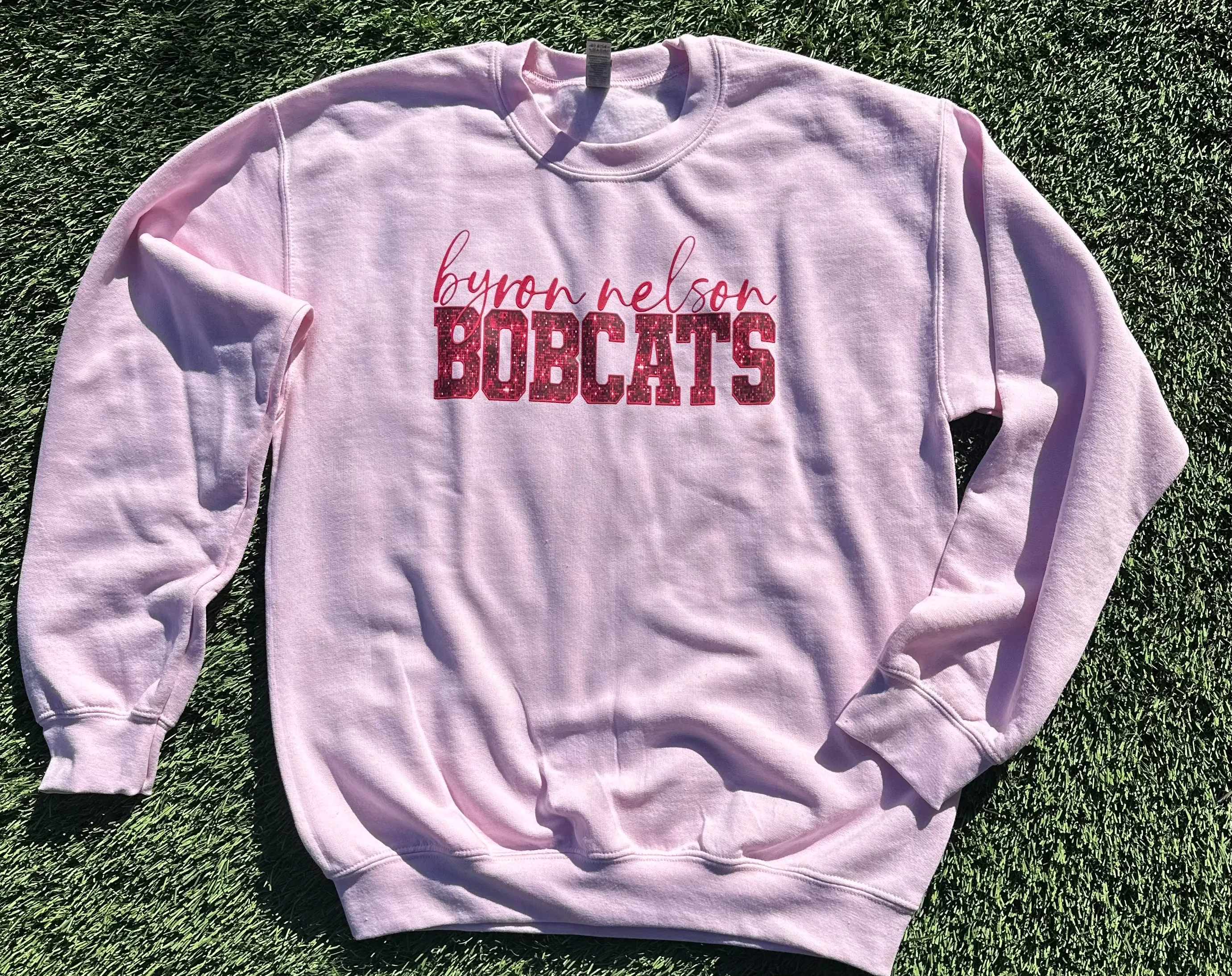 Pink Out Faux Glitter Bobcats Sweatshirt