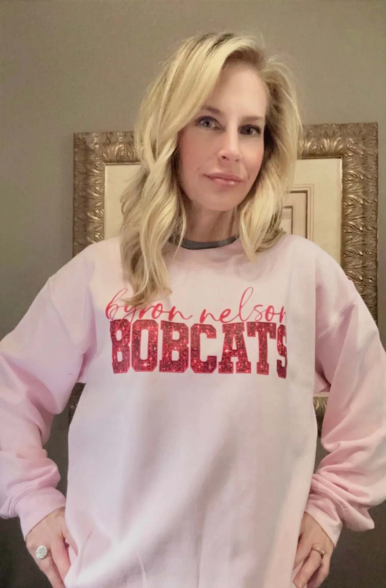 Pink Out Faux Glitter Bobcats Sweatshirt