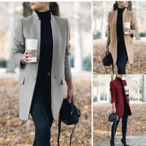 Plus Size Long Wool Coat