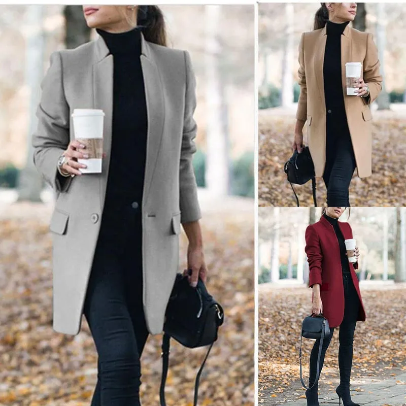 Plus Size Long Wool Coat