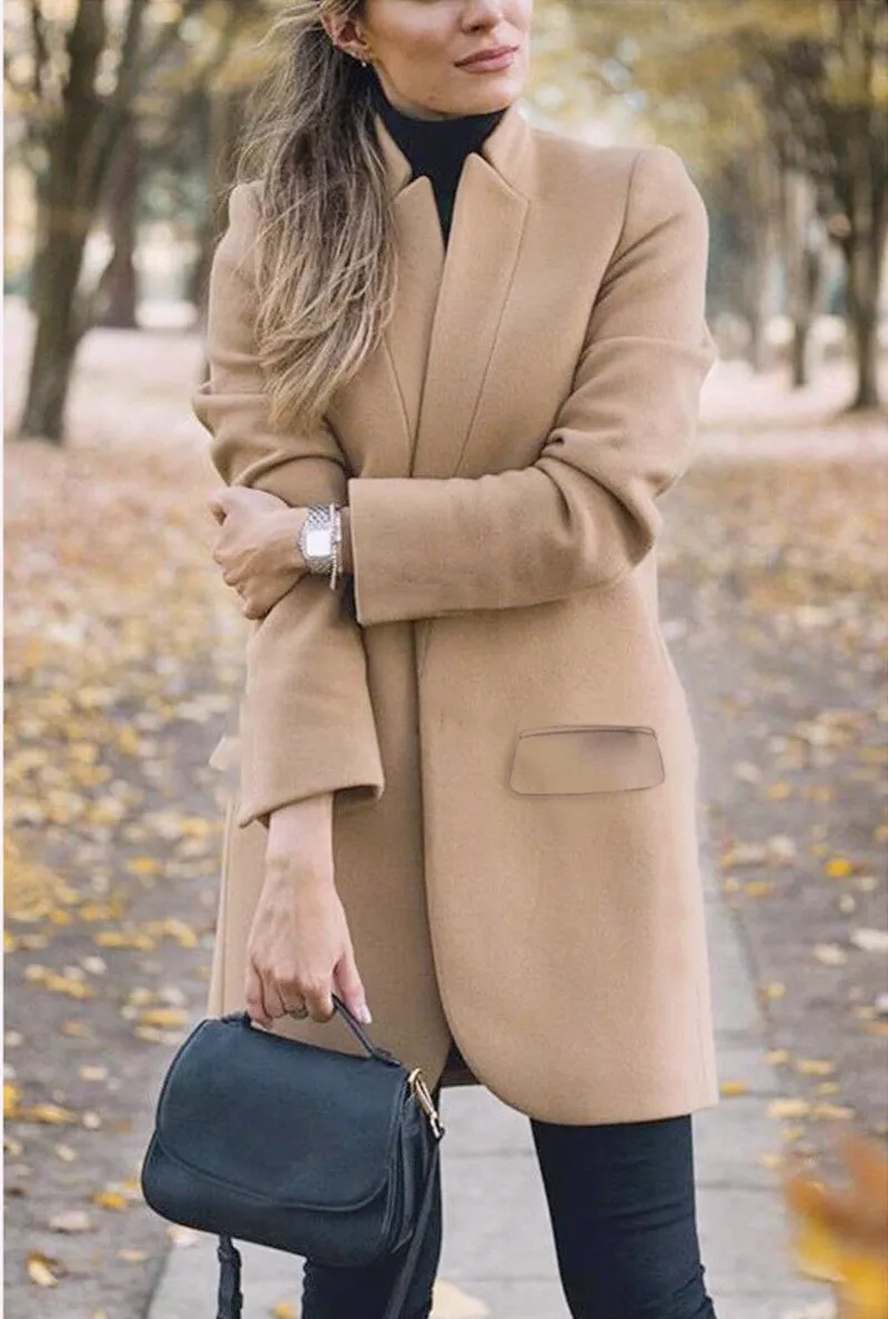 Plus Size Long Wool Coat