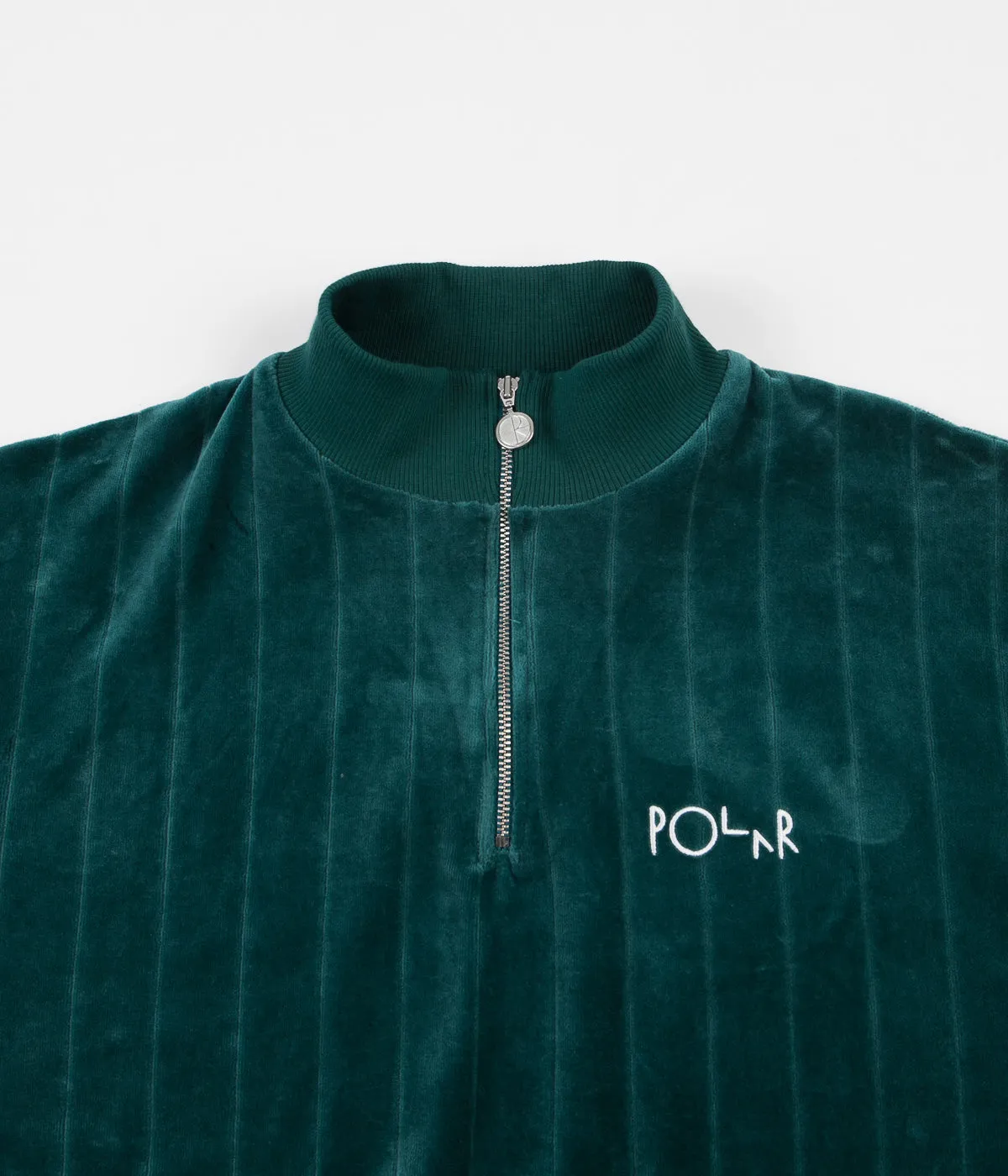 Polar Velour Zip Neck Sweatshirt - Dark Green