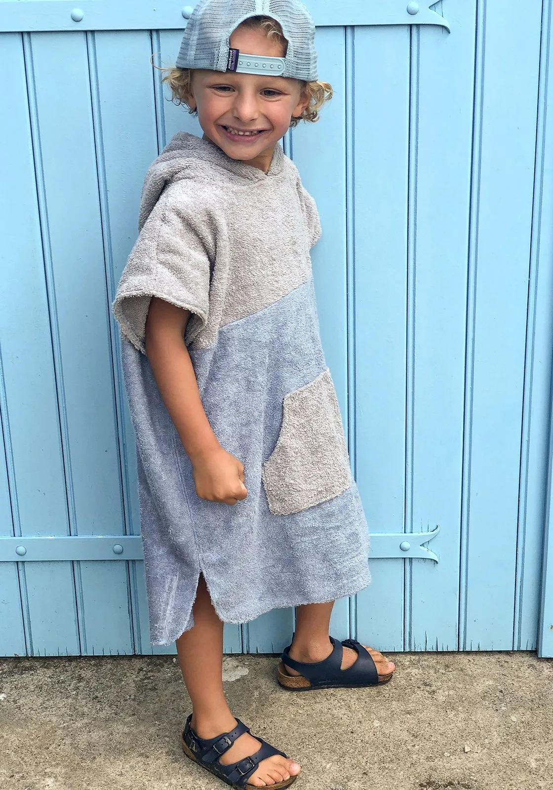 PONCHO NOA ENFANT Gris-Bleu ciel