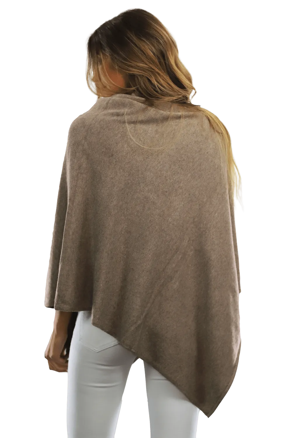 Poncho with Embroidered Phoenix - Camel Red