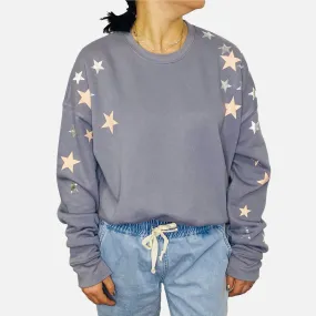 Poppy Cozy Chic Grey Sweatshirt - Blush & Silver Stars