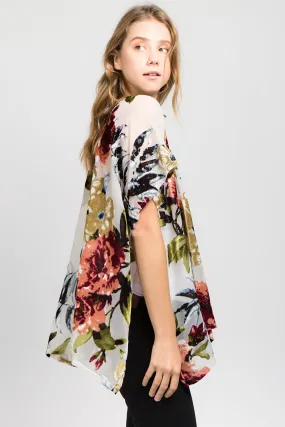 PP-8062 floral burnout poncho