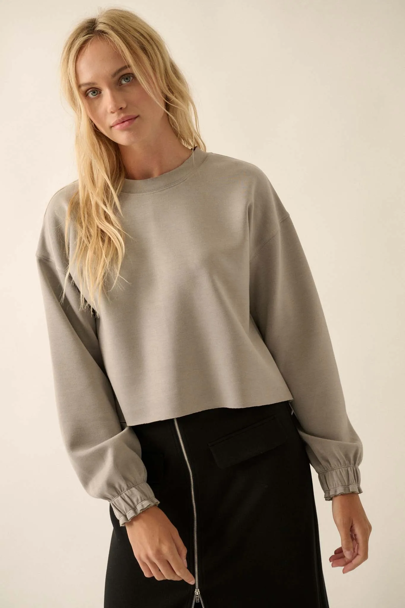 Premium Scuba Ruffle-Cuff Pullover