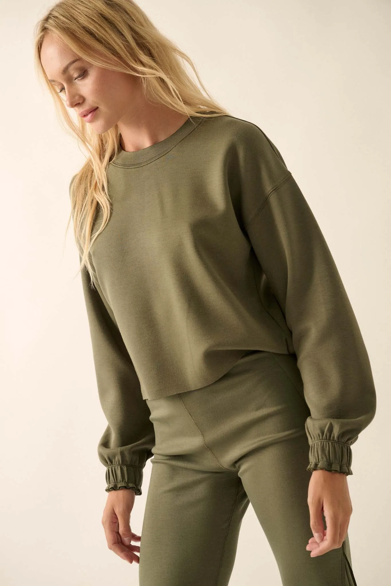 Premium Scuba Ruffle-Cuff Pullover