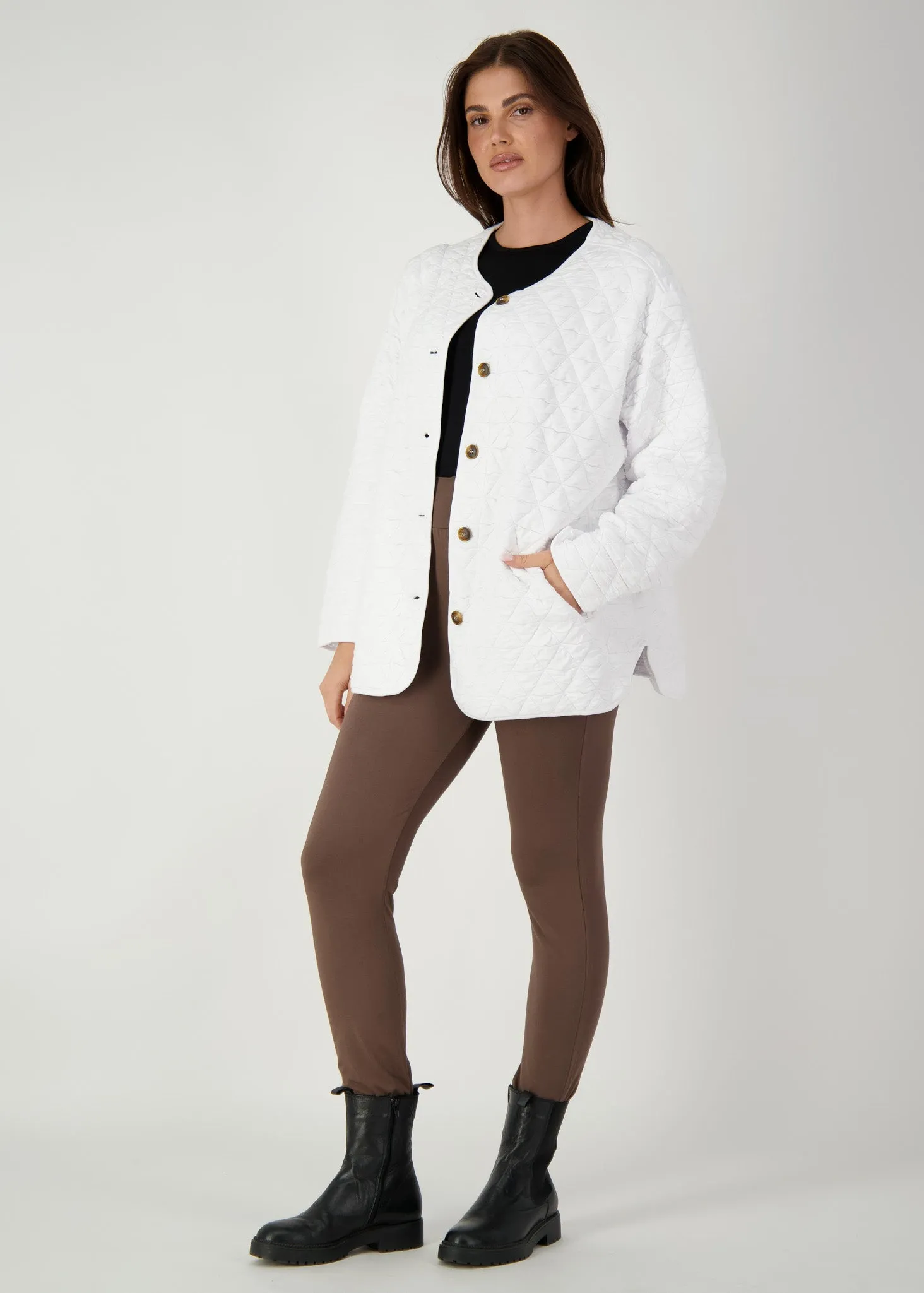 Quincy Quilted Bamboo Oversized Jacket - White