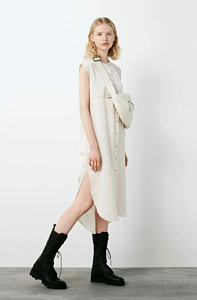 Rabens Saloner Beth Hammered Dress in Off White