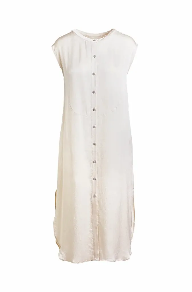 Rabens Saloner Beth Hammered Dress in Off White