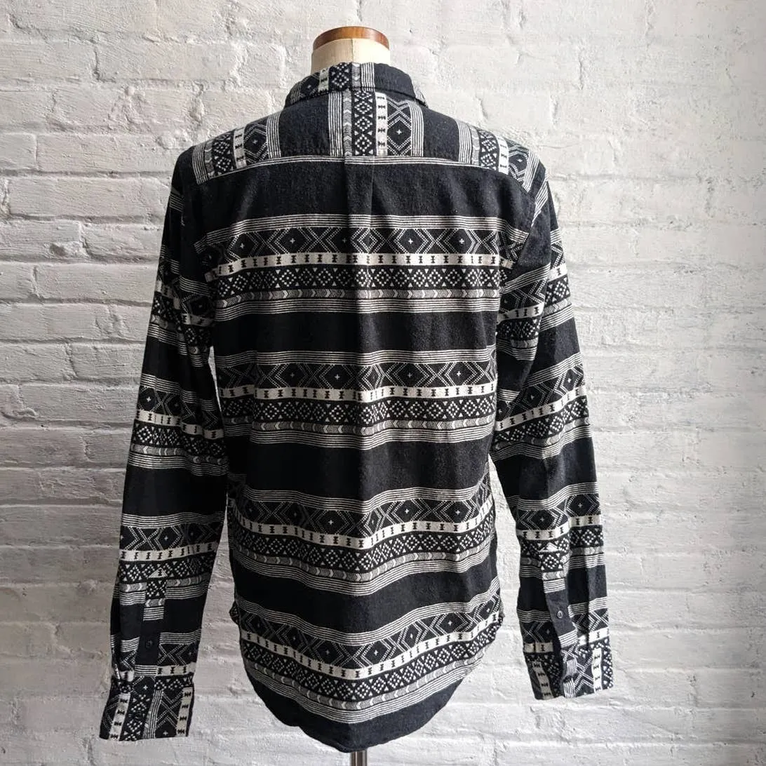 Retro Southwest Levi's Black White Flannel Classic Minimalist Western Cowboy Top